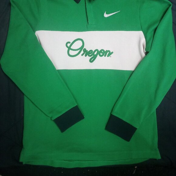 Nike Dri-Fit Oregon Ducks Script Spell Out Long Sleeve Polo Shirt - Picture 3 of 9